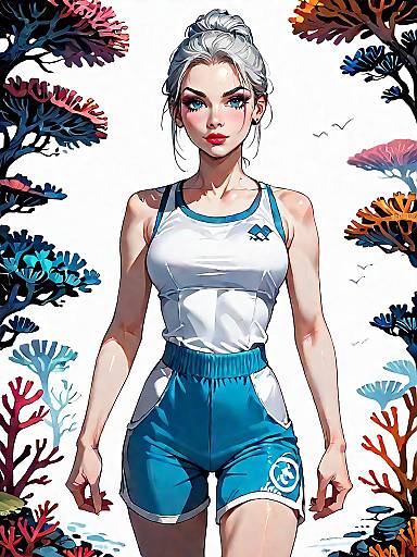 Athletic Woman in Coral Tank Top