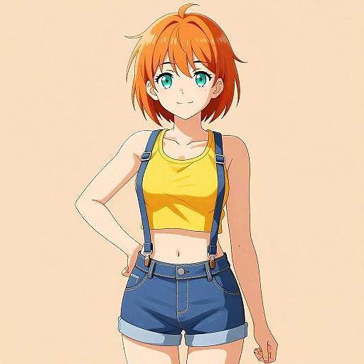 Confident Spiky Orange-Haired Anime Girl