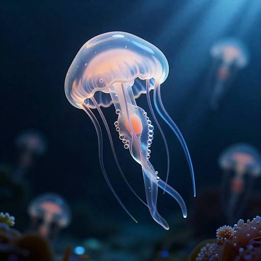 Photorealistic Glass-Blown Bioluminescent Deep-Sea Jellyfish