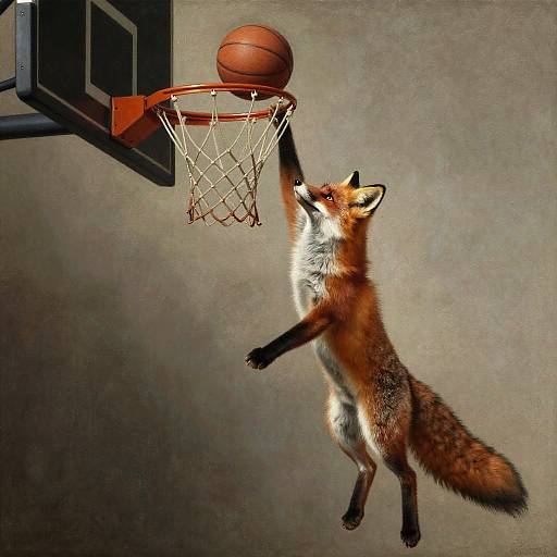 Rembrandt Painting: Fox Dunking a Basketball