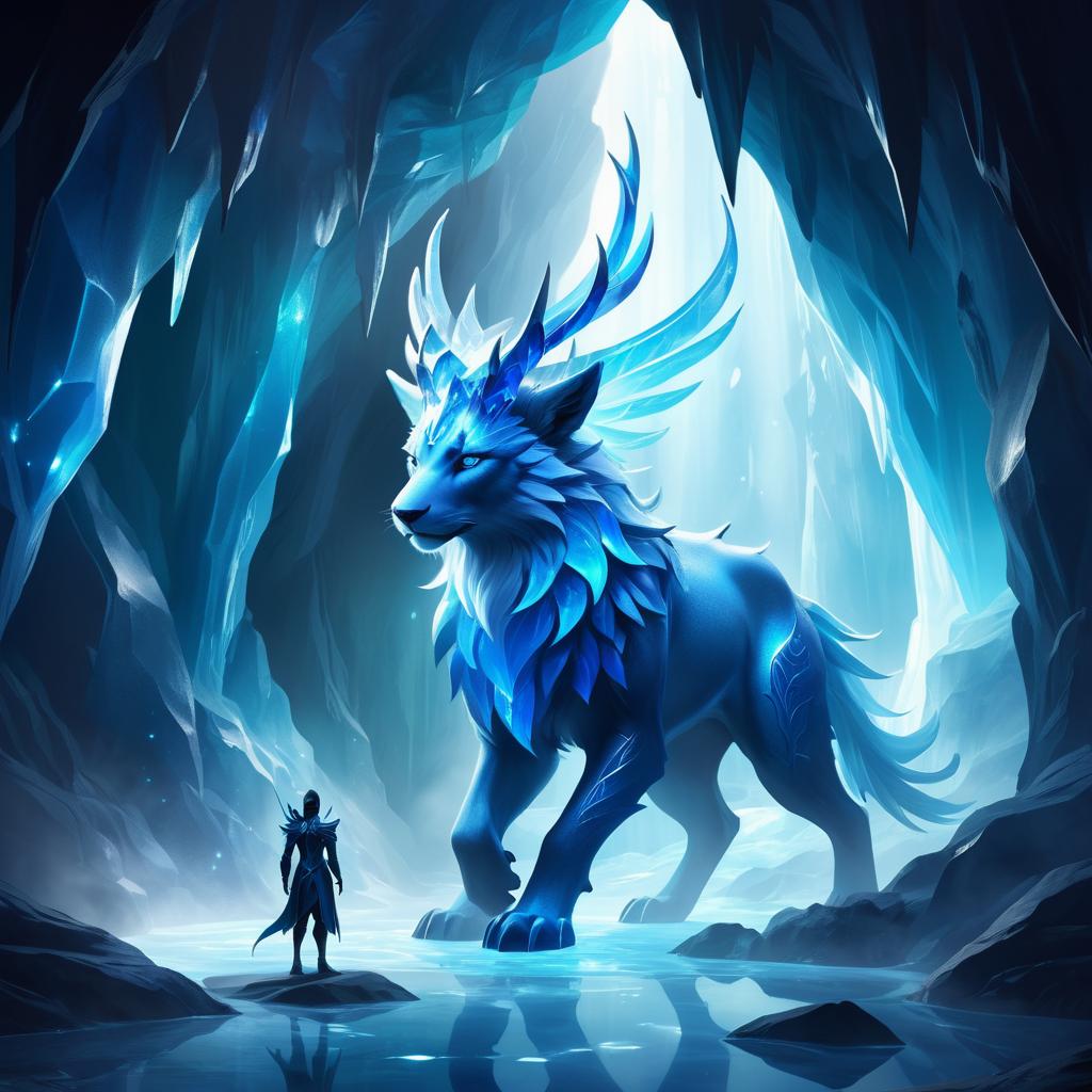 Fantasy Creature in a Crystal Cave