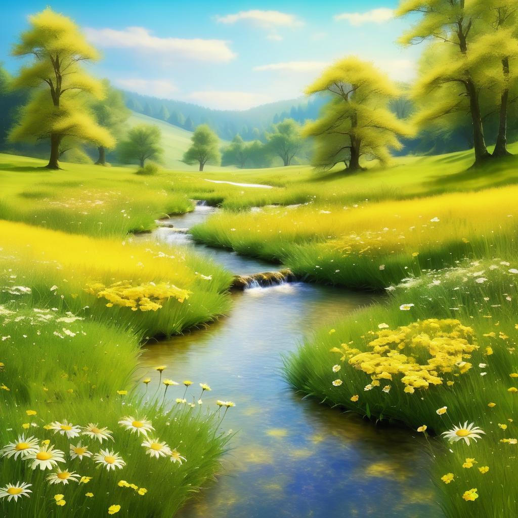 Enchanting Fantasy Meadow Landscape Scene