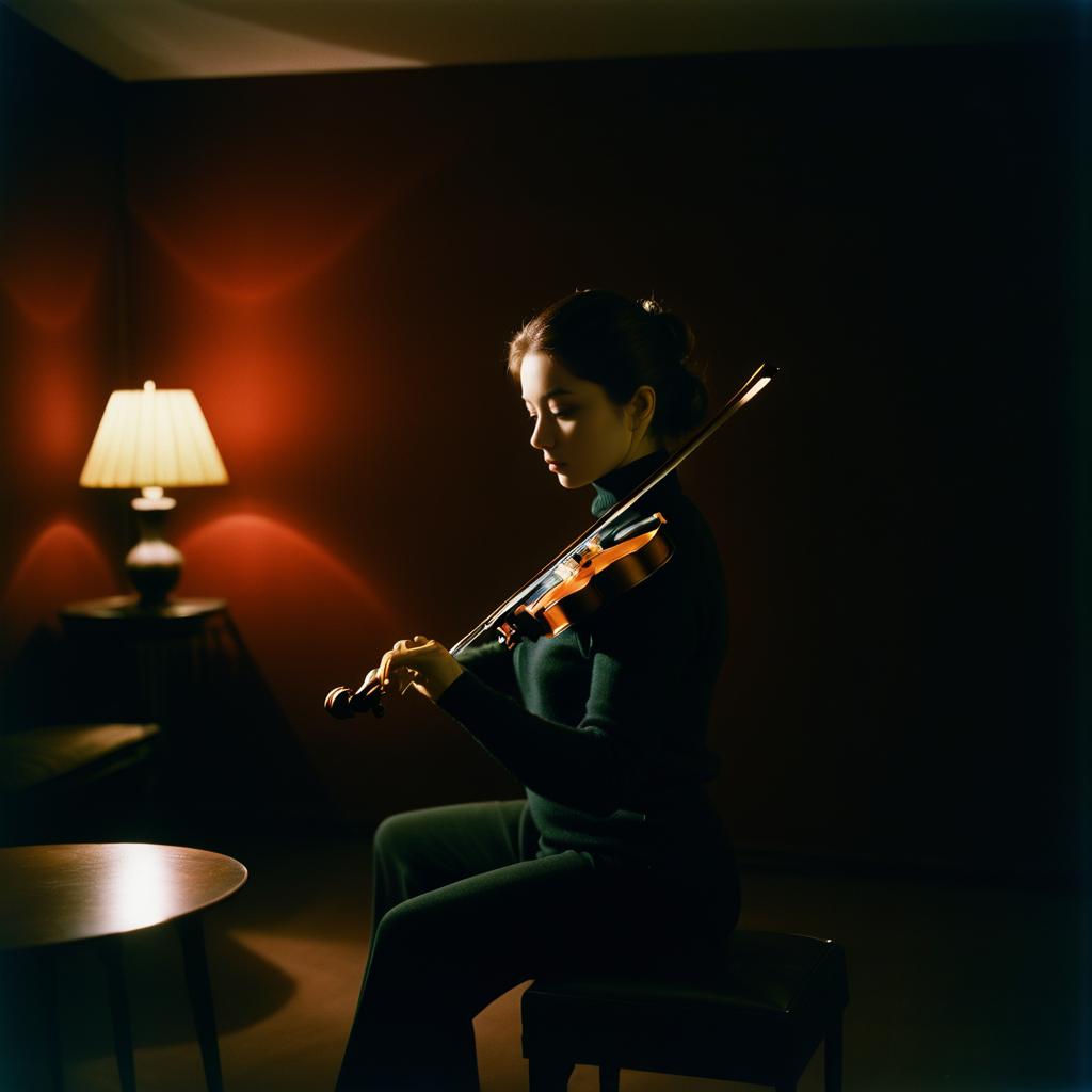 Emotional Chiaroscuro Violinist in Solitude