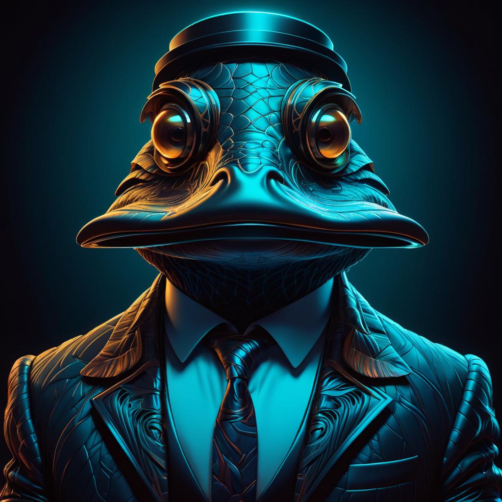 Elegant Retro Portrait of Humanoid Platypus