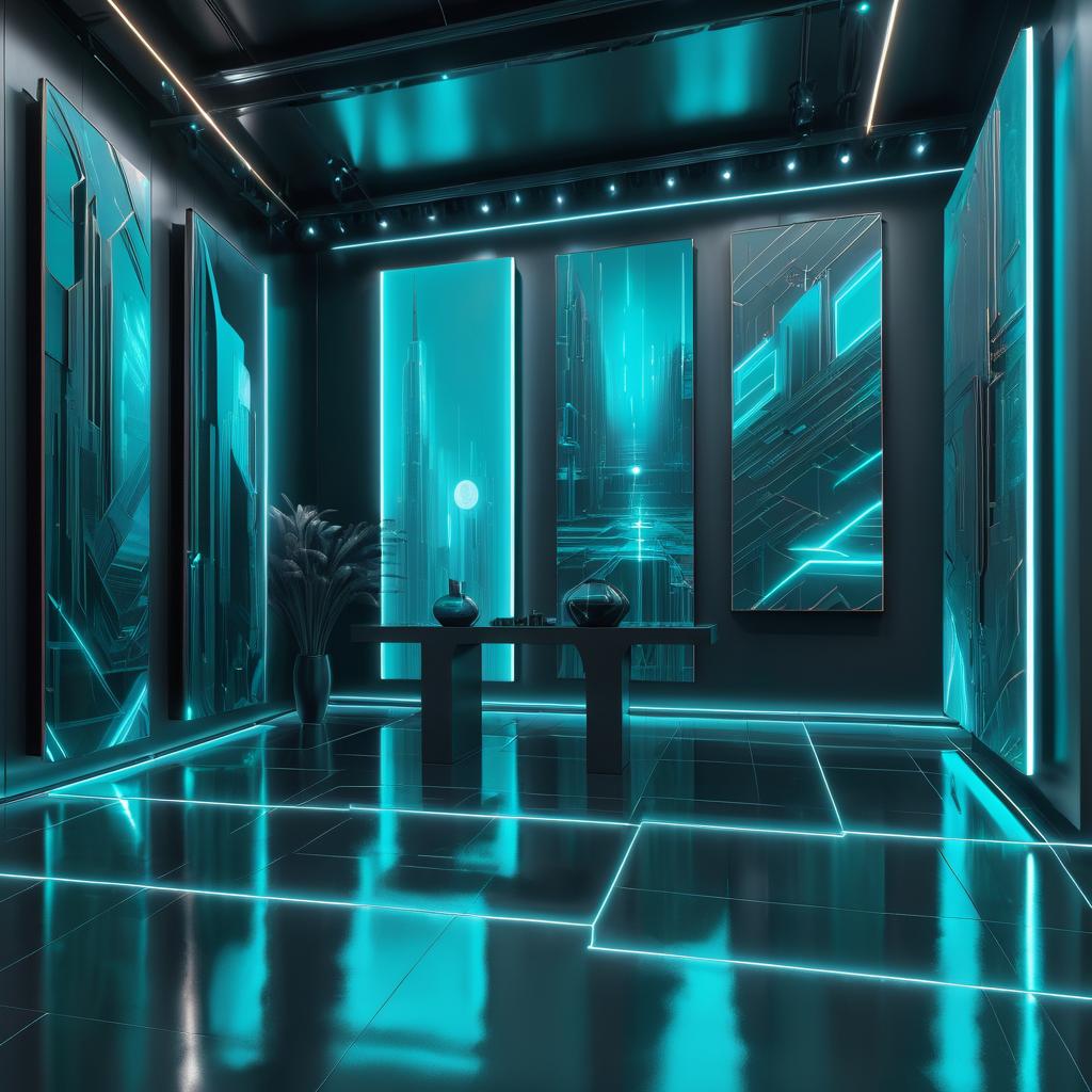 Cyberpunk Dystopia Art Gallery Interior