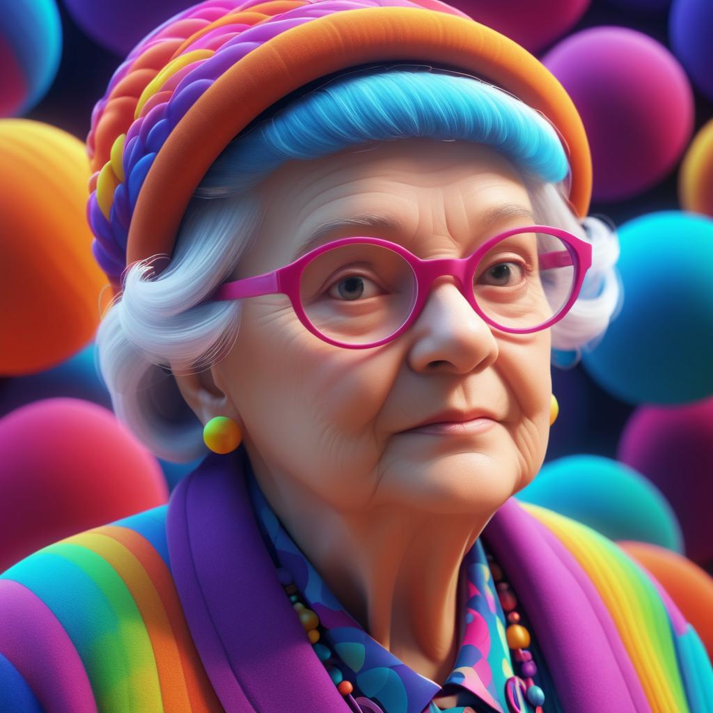 Cinematic 3D Portrait of Stylish Old Woman