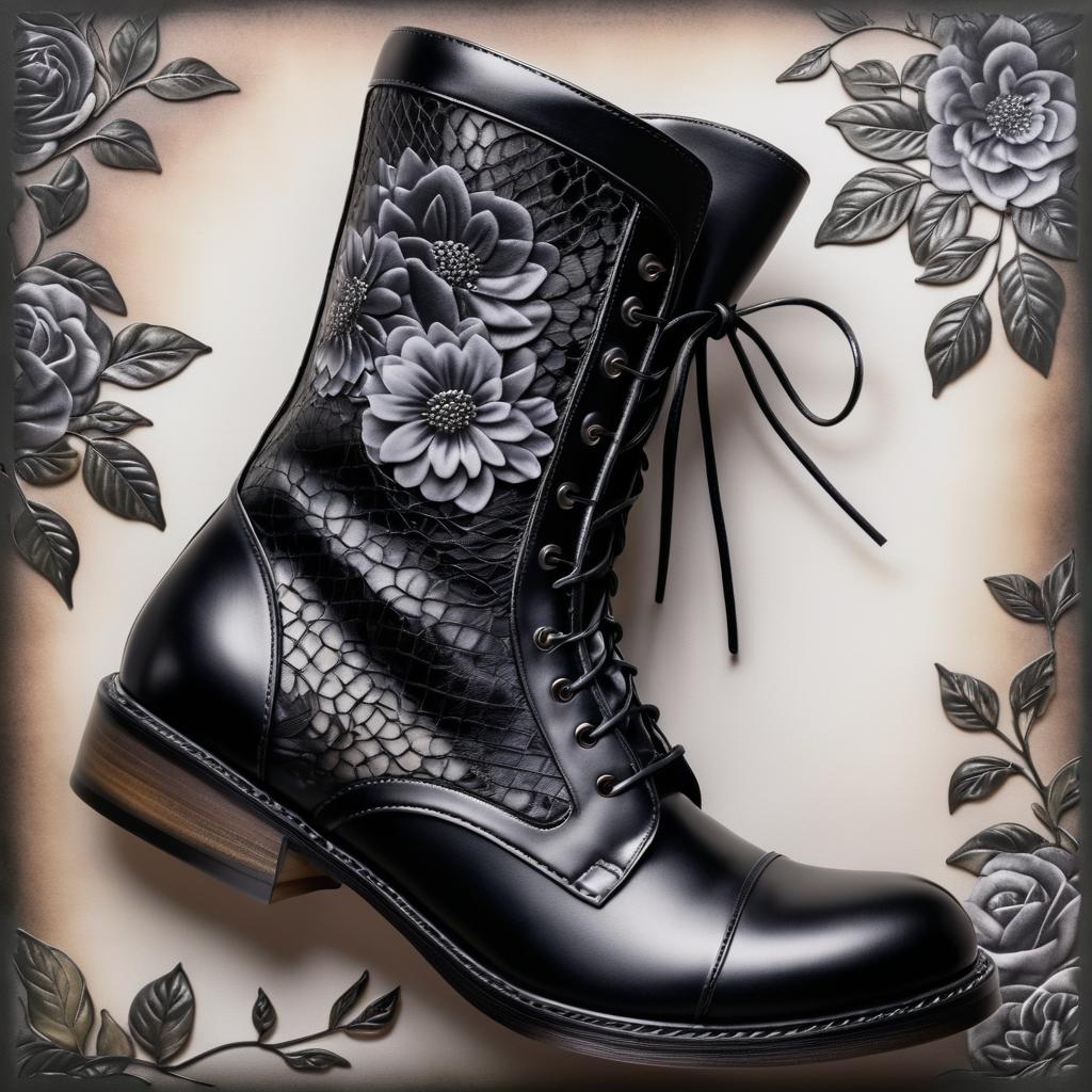 Photo-Realistic Arm with Floral Military Boot