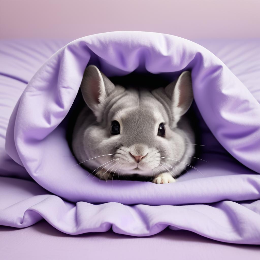 Curious Chinchilla Under Soft Covers