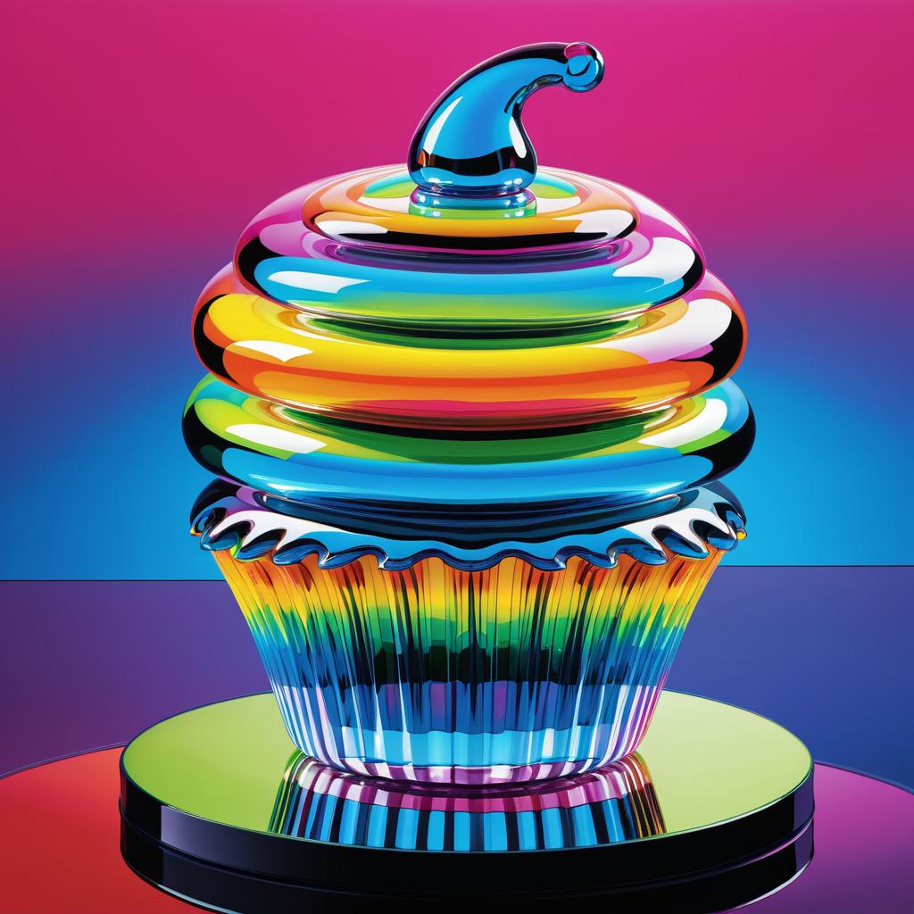 Vibrant Pop Art: Glass Cupcake Sculpture