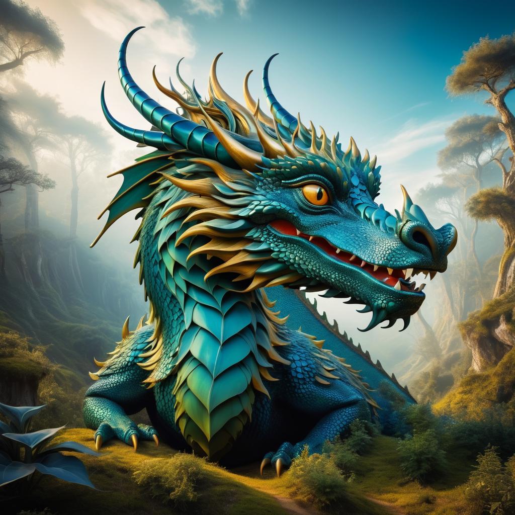 Surreal Dragon in Enchanted Forest