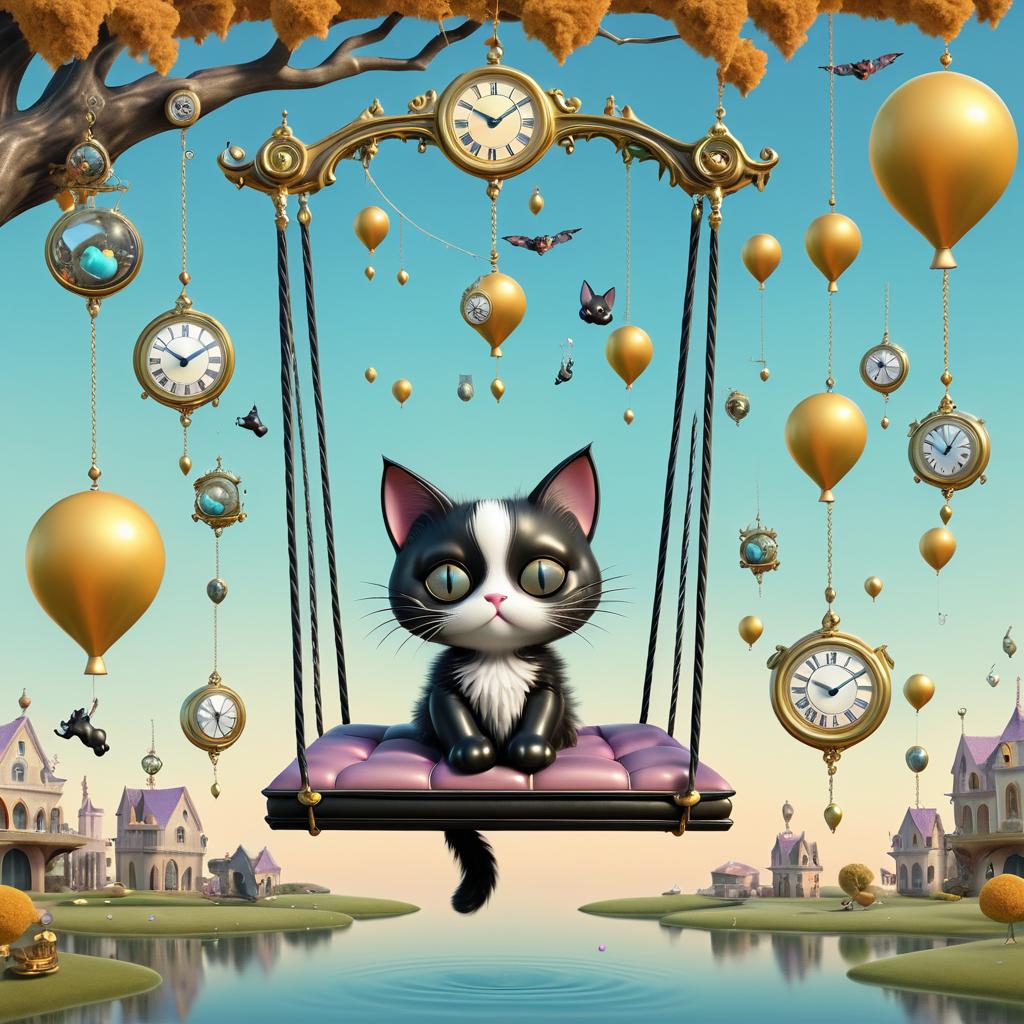 Surreal Fantasy: Cat on a Swing