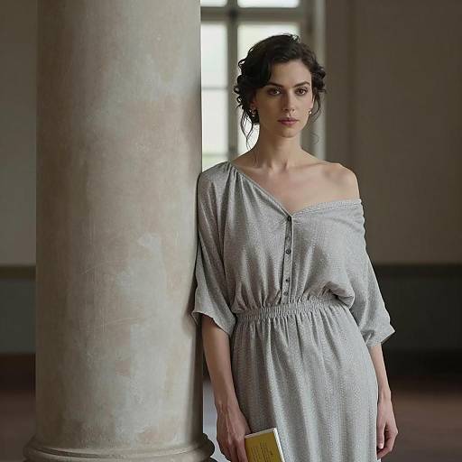 Elegant Woman in Dimly Lit Room