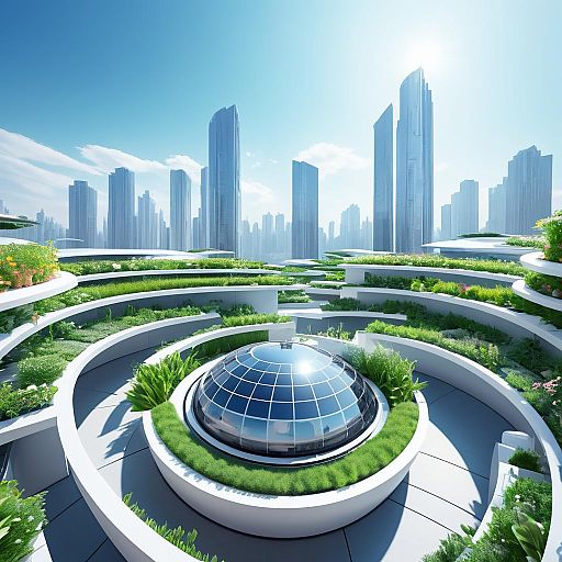 Futuristic Rooftop Garden in Metropolis Futuristic Rooftop Garden in Metropolis
