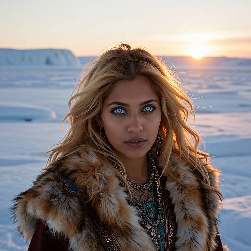 Arctic Sunset Portrait of South Asian Woman