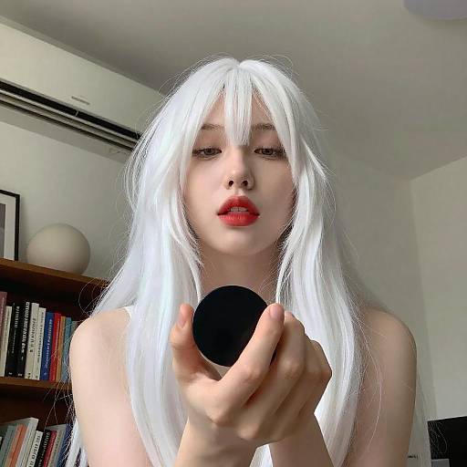 Low Angle Nude Woman with Black Object