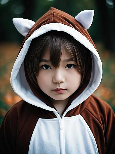 Child in Brown Animal Kigurumi Costume