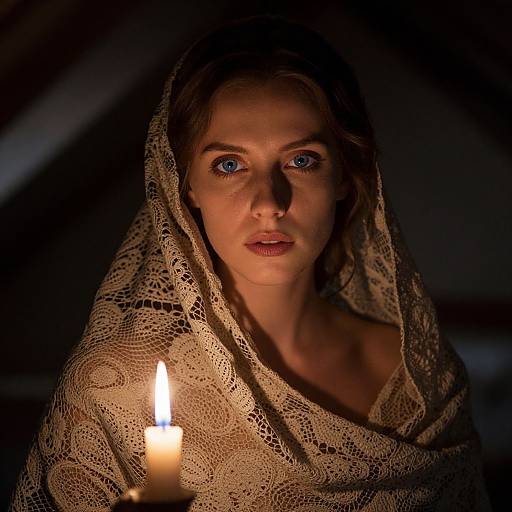 Candlelit Portrait of Eastern European Woman