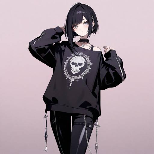 Gothic Punk Anime Style Illustration