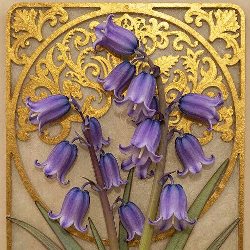 Art Nouveau Purple Bellflowers Elegance