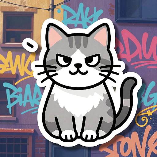 Cheeky City Cat in Naive Art