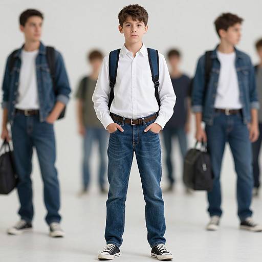 Realistic Male in Denim Outfit