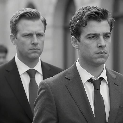 Serious businessmen in black and white