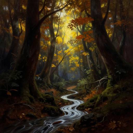 Autumn Fantasy Forest Ink Flow