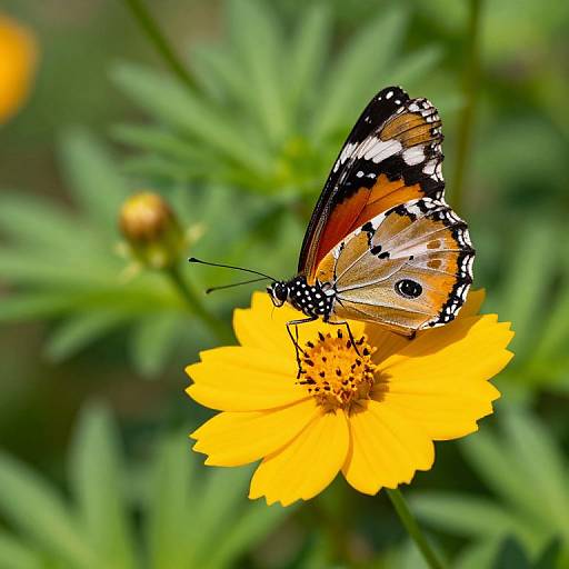 Butterfly on Vibrant Yellow Flower