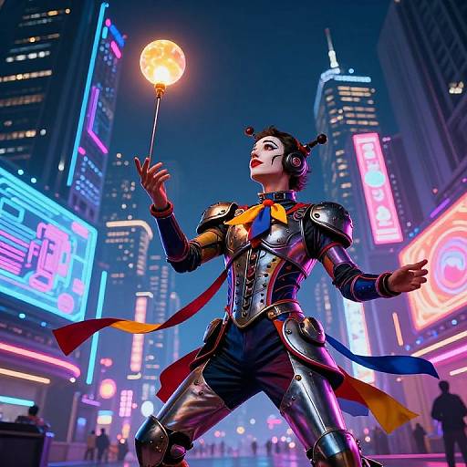 Futuristic Cyberpunk Juggler Performance