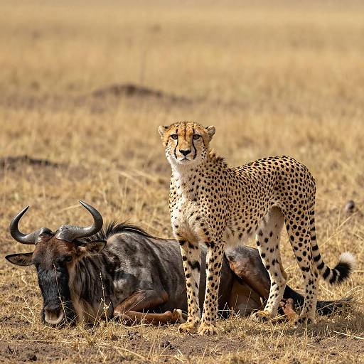 Cheetah Alert in Golden Savanna Landscape