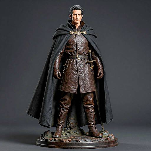 Realistic Male Warrior Statue in Dark Cloak