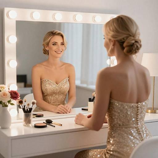 Glamorous Blonde at Makeup Vanity
