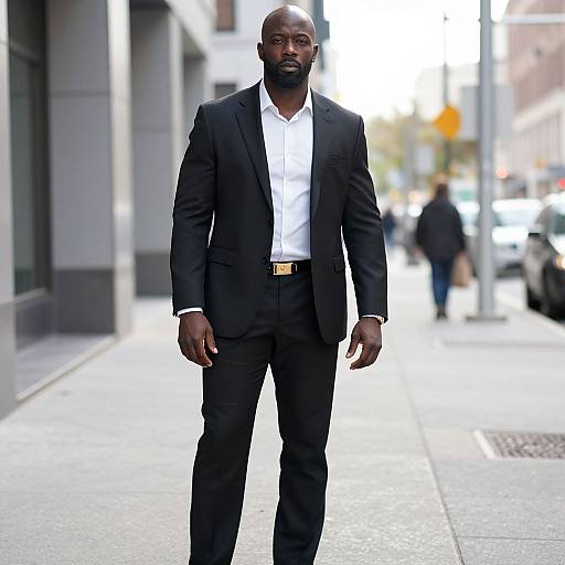 Confident Black Man in Urban Suit