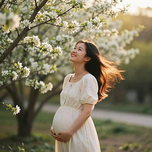 Pregnant Teen in Blooming Nature