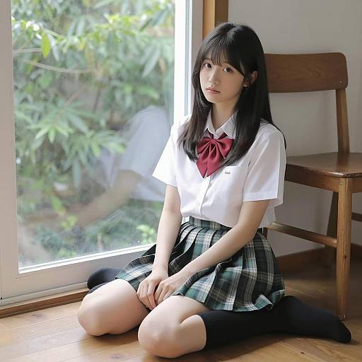 Tranquil Japanese Girl by the Window