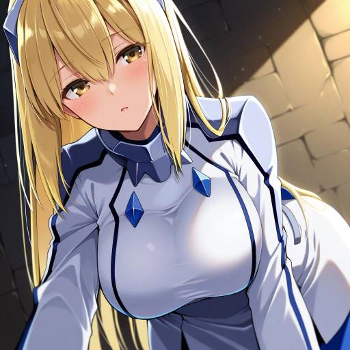 Illustration of Aiz wallenstein, dungeon ni deai wo motomeru no wa machigatteiru darou ka in the style of Komb