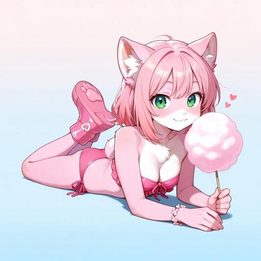Petite Girl with Pink Hair and Cat Ears Petite Girl with Pink Hair and Cat Ears