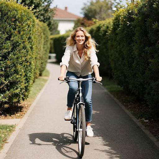 Joyful Cyclist on a Scenic Path