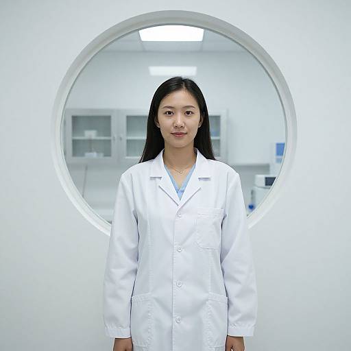 Woman Scientist by Circular Window
