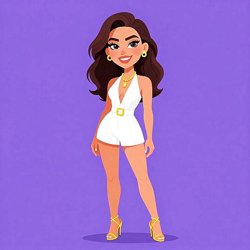 Stylish Woman in White Romper with Gold Accessories