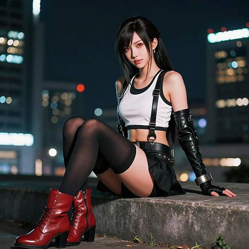 Cosplay of Tifa Lockhart at Night