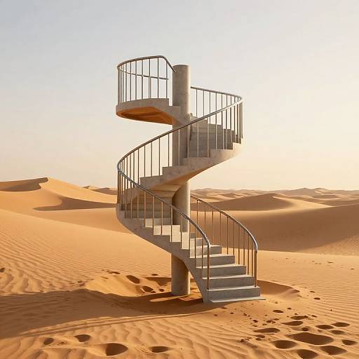 Surreal 3D Staircase on Desert Dune