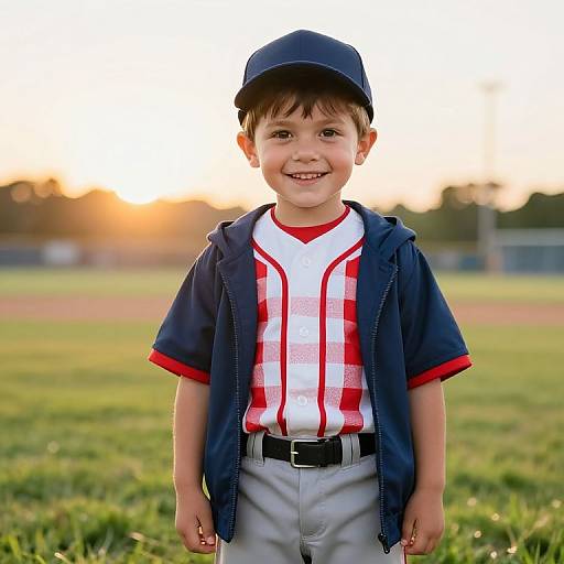 Young Baseball Player on Sunny Field