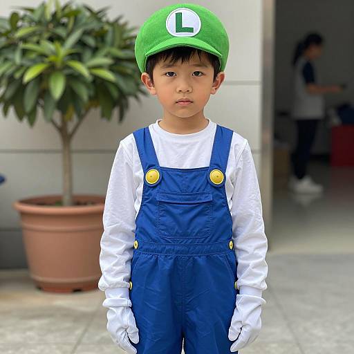 Young Boy in Luigi Costume
