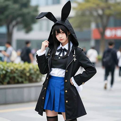 Cosplayer as Amiya from Arknights Outdoors