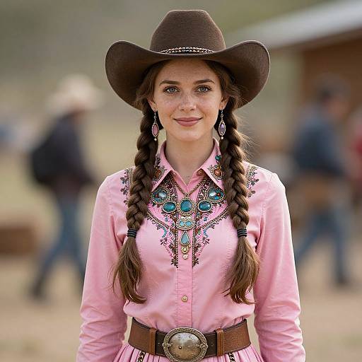 Old Western Girl in Cowboy Costume