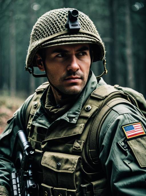 Male Soldier in Army Uniform with Helmet