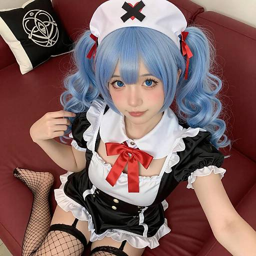 Young Woman in Nurse Costume Selfie