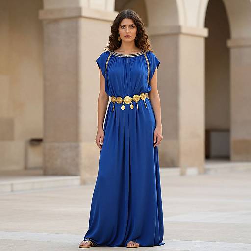 Greek Slave Woman in Blue Dress