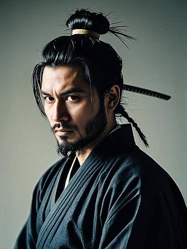 Cinematic Samurai Man Bun Portrait